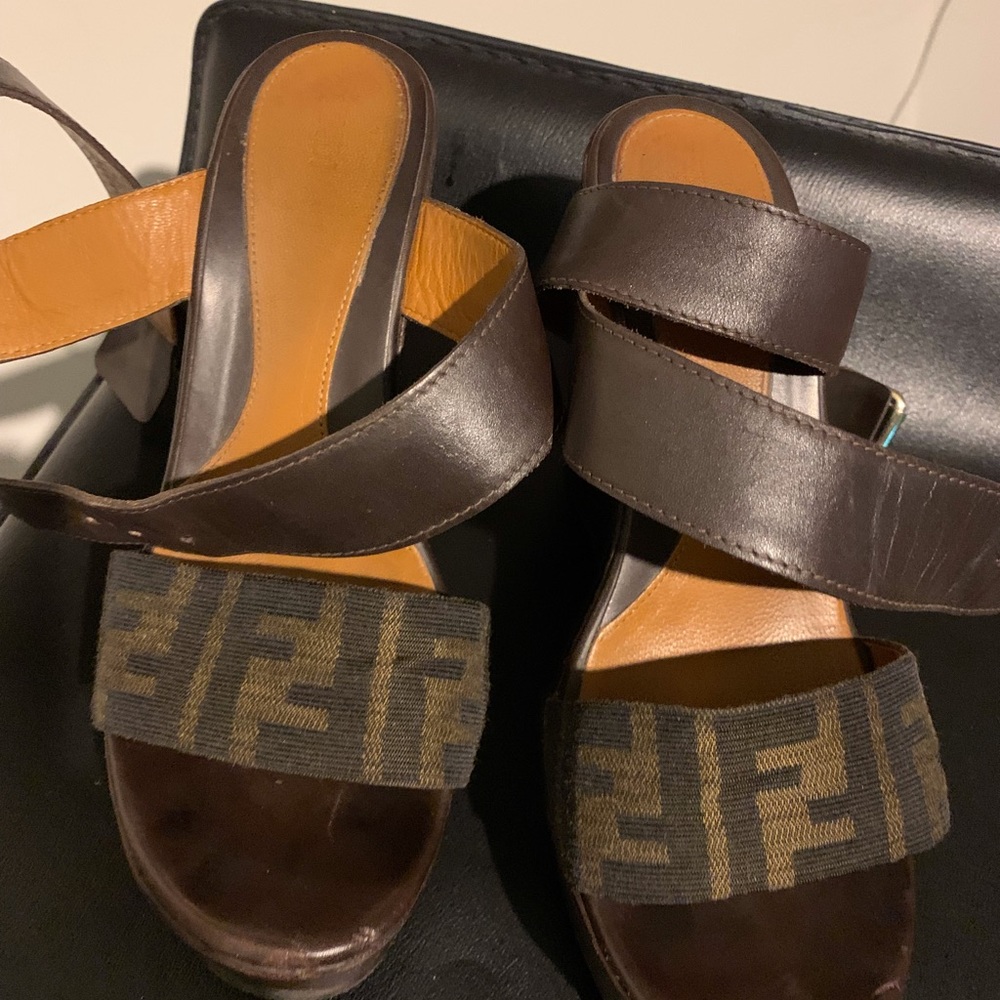 Fendi Zucca Wedge Sandal